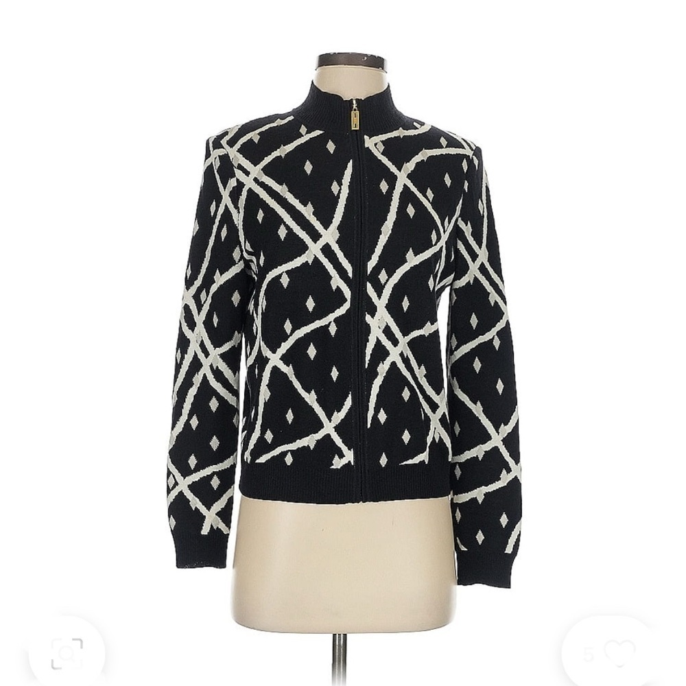St. John Printed Mock Neck Sweater